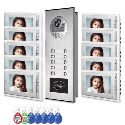 Anjielo apartment intercom system 7-inch video doorbell intercom kit aluminum alloy camera can be equipped with 2/3/4 intercom system