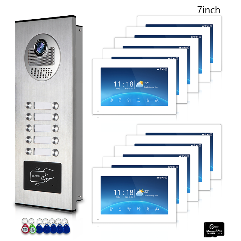 Anjielo 7 Inch 4-Wire Screen Villa Apartment Tuya Smart Life  Motion Detection Video Intercom System