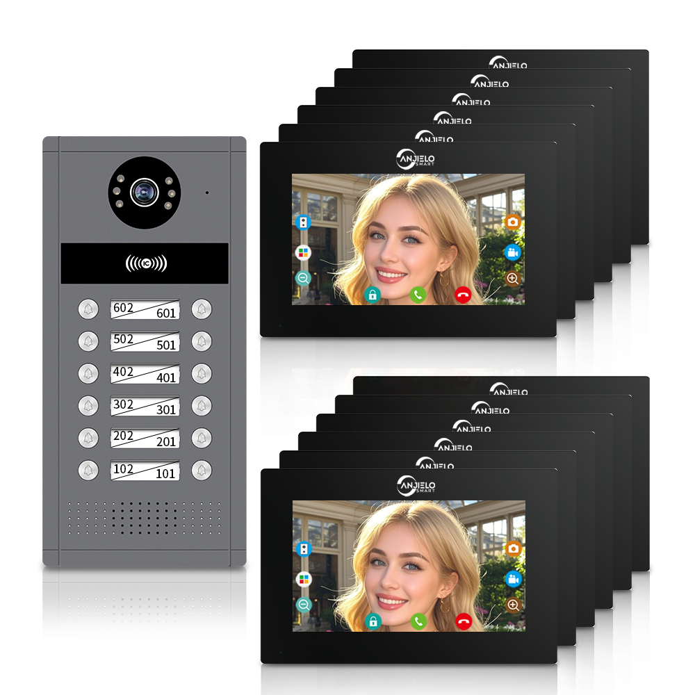 AnjieloSmart Newest Tuya Wifi AHD Doorphone with 7/10 Inch Monitors Video Intercom System  for Multi-family Users.
