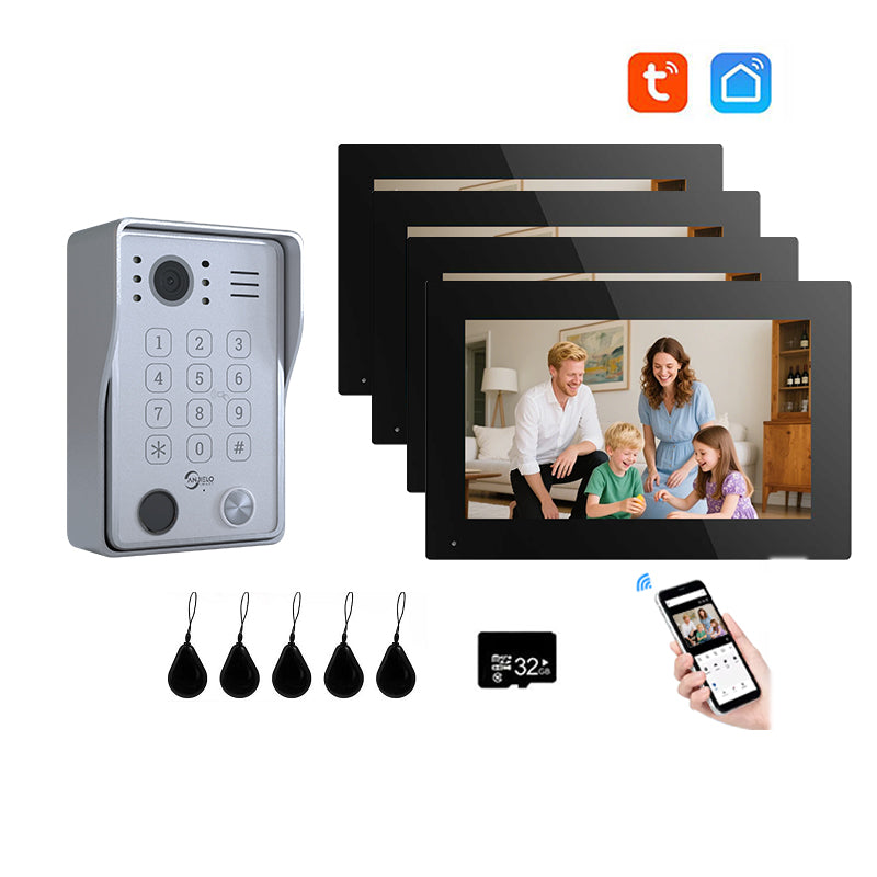 Anjielo Smart Wifi Doorbell Cam Video Intercom System by Tuya Wifi- 1080p HD Security and Multiple Unlock Options Including RFID Cards Support IP Camera