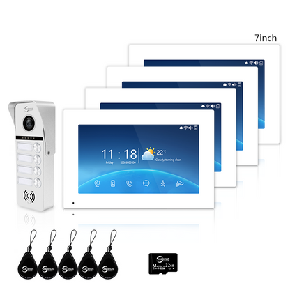 Anjielo Smart 4-Wire Tuya Video Intercom System 7/10 Inch Touch Screen Multi Family Video Door Phone 1080P IR Night Vision RFID Card Unlock