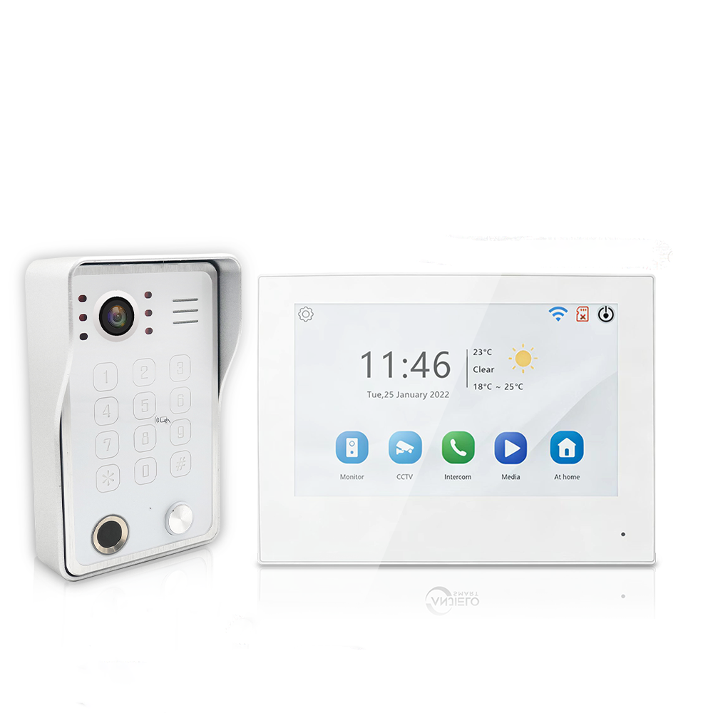 Anjielo 7/10 Inch 4-Wire WiFi Video Intercom System with 5-in-1 Unlock Fingerprint RFID Password App for Home Apartment