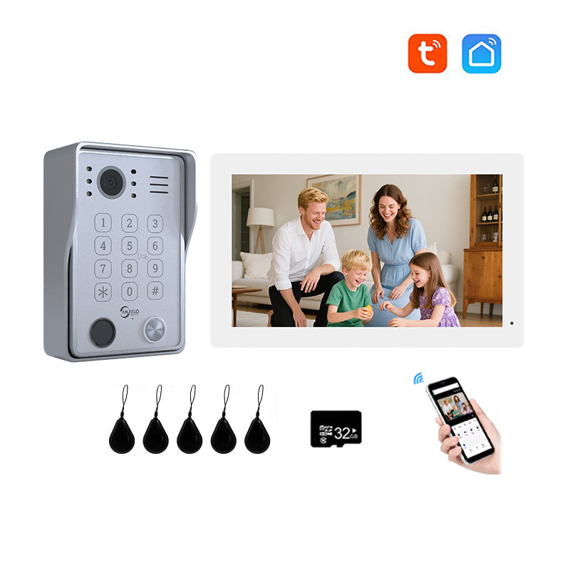 Anjielo Smart Wifi Doorbell Cam Video Intercom System by Tuya Wifi- 1080p HD Security and Multiple Unlock Options Including RFID Cards Support IP Camera
