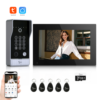 AnjieloSmart Newest Tuya Smart Wi-Fi Video Door Phone System Large Size FHD 1080P RFID Card Fingerprint Passcode Unlock for Apartments