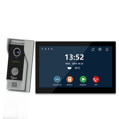 Anjielo 10 Inch Touch Screen 1080P Doorbell Camera Wired Video IC Unlock for Villa Home TUYA Video Intercom Door Phone Kit