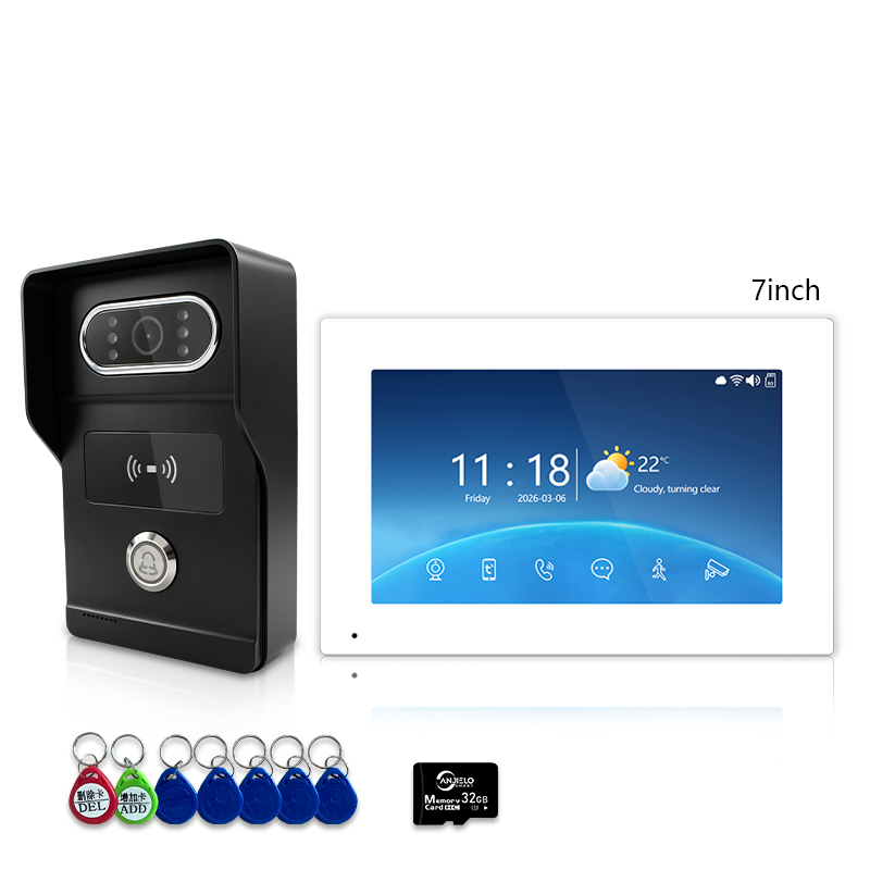 Anjielo Tuya Smart Home Villa Security Video Doorbell Infrared Night Vision 4 Wire Video Intercom System
