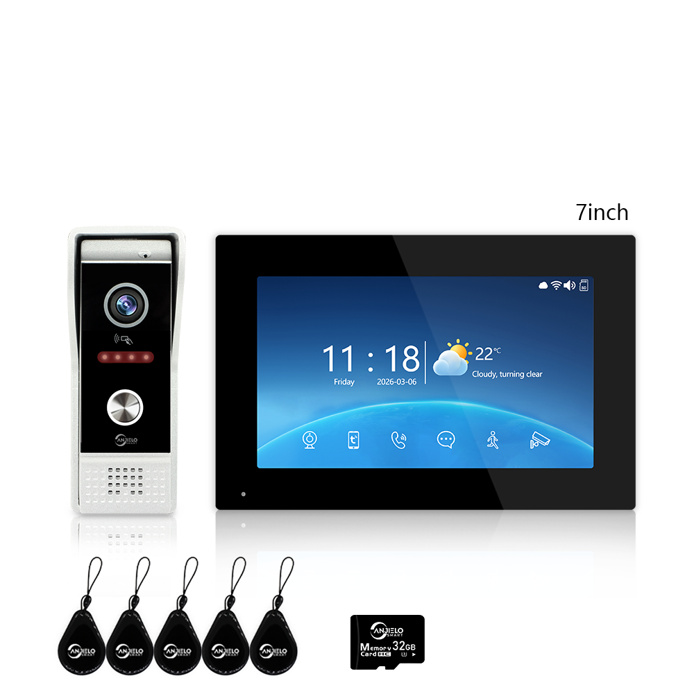 Anjielo Smart 4-Wire Video Intercom SystemPhoto Frame Background Music MotionDetection with Infrared Night Vision 3 in 1 Video Intercom System
