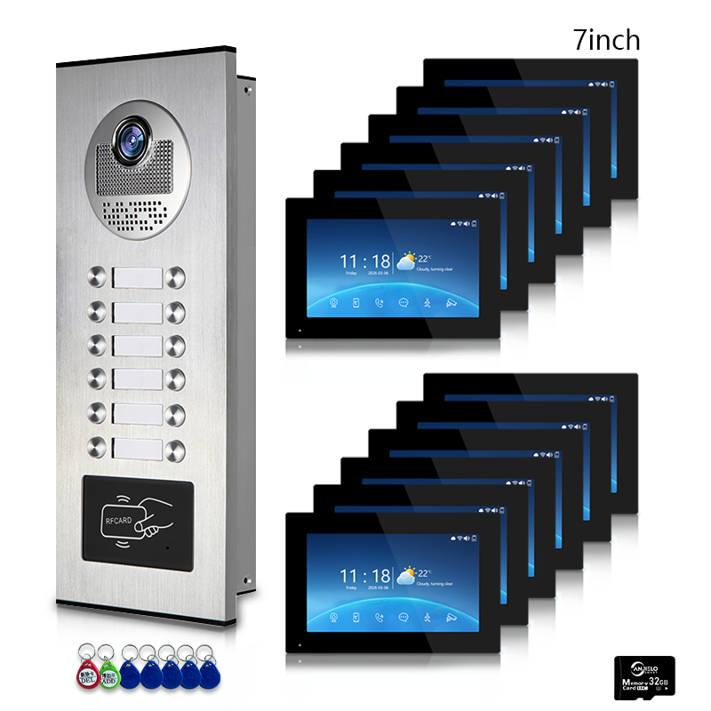 Anjielo 7 Inch 4-Wire Screen Villa Apartment Tuya Smart Life  Motion Detection Video Intercom System