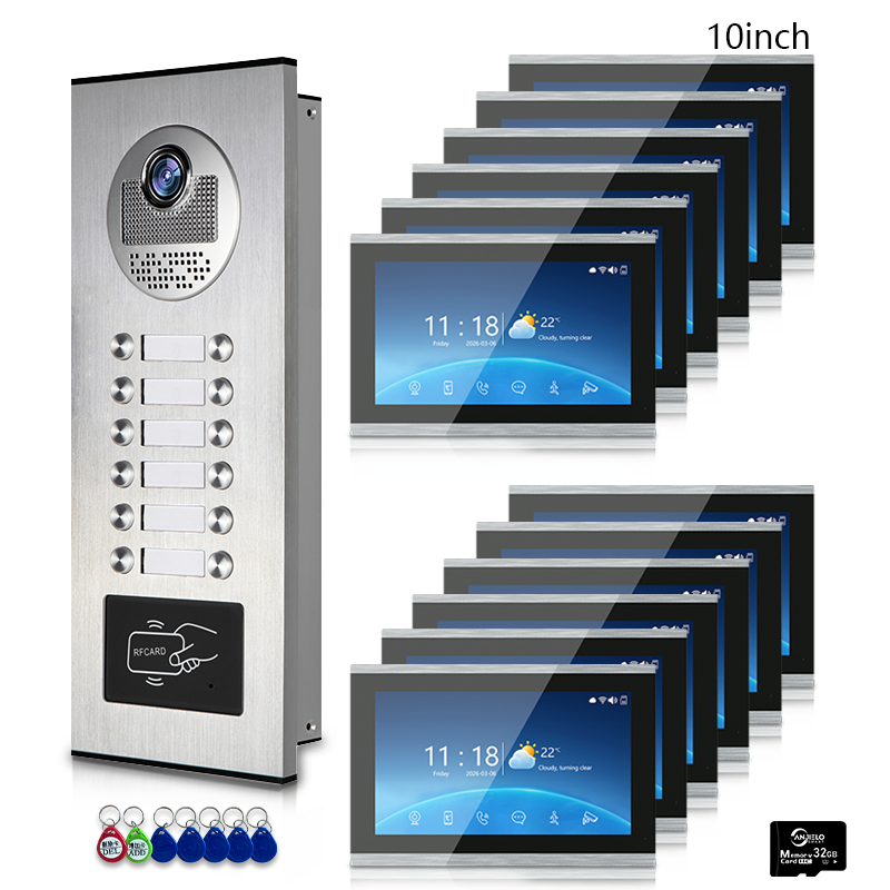 Anjielo 7 Inch 4-Wire Screen Villa Apartment Tuya Smart Life  Motion Detection Video Intercom System
