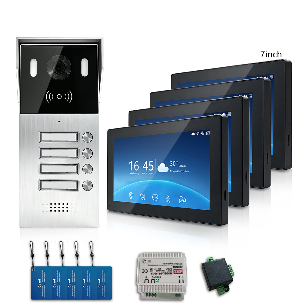 Anjielo Smart 2-Wire Multi-Tenant Video Intercom System Tuya APP Remote Unlock Wired Video Door Phone for Apartment Townhouse