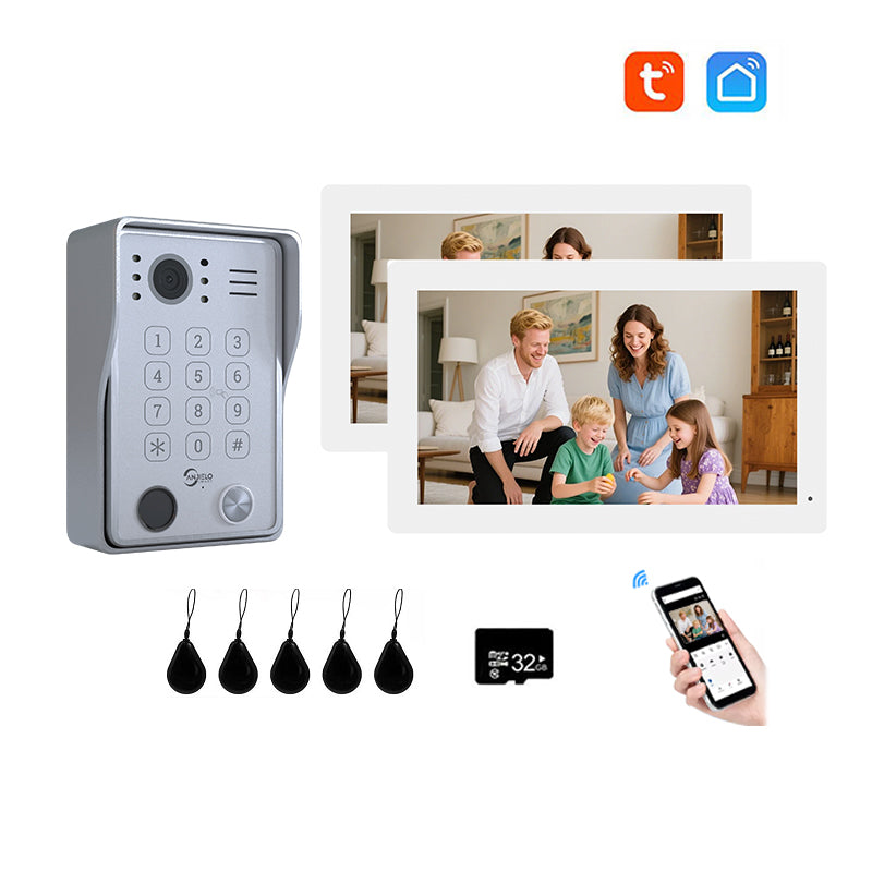 Anjielo Smart Wifi Doorbell Cam Video Intercom System by Tuya Wifi- 1080p HD Security and Multiple Unlock Options Including RFID Cards Support IP Camera