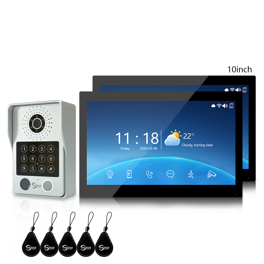 Anjielo Latest 4 wire Video Intercom System Video Doorbell Photo Frame 5 in 1 unlocking MotionDetection with Infrared Night Vision Intercom System for Apartment Home Villa