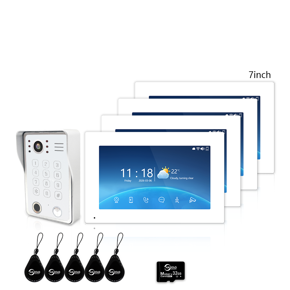 Anjielo 1080P Villa Video Intercom Tuya Smart IP65 Waterproof  4 Wire 5-in-1 Unlocking Video Intercom System
