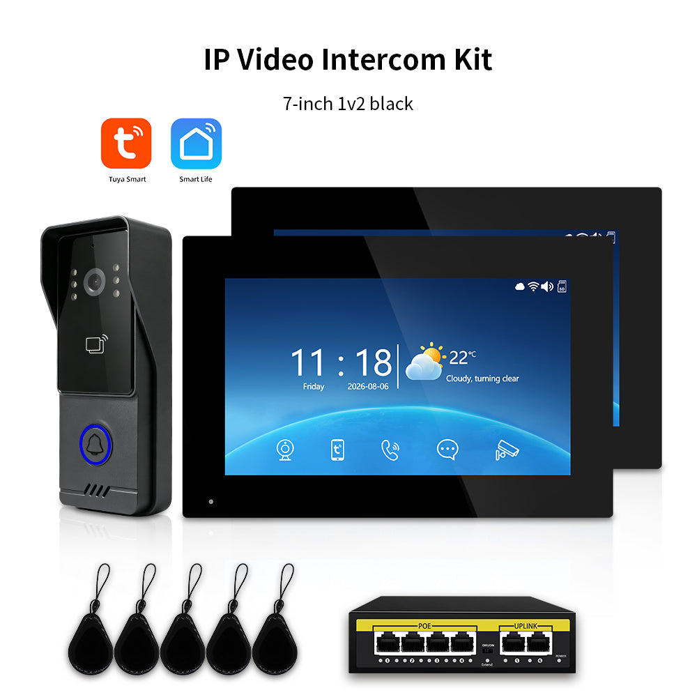 Anjielo Tuya IP Video Intercom System, 1080P Villa Video Door Phone with Remote Unlock, Infrared Night Vision, Motion Detection