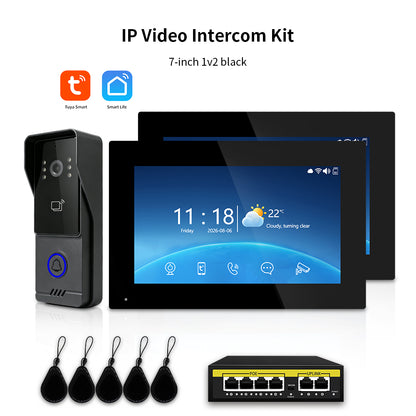 Anjielo Tuya IP Video Intercom System, 1080P Villa Video Door Phone with Remote Unlock, Infrared Night Vision, Motion Detection