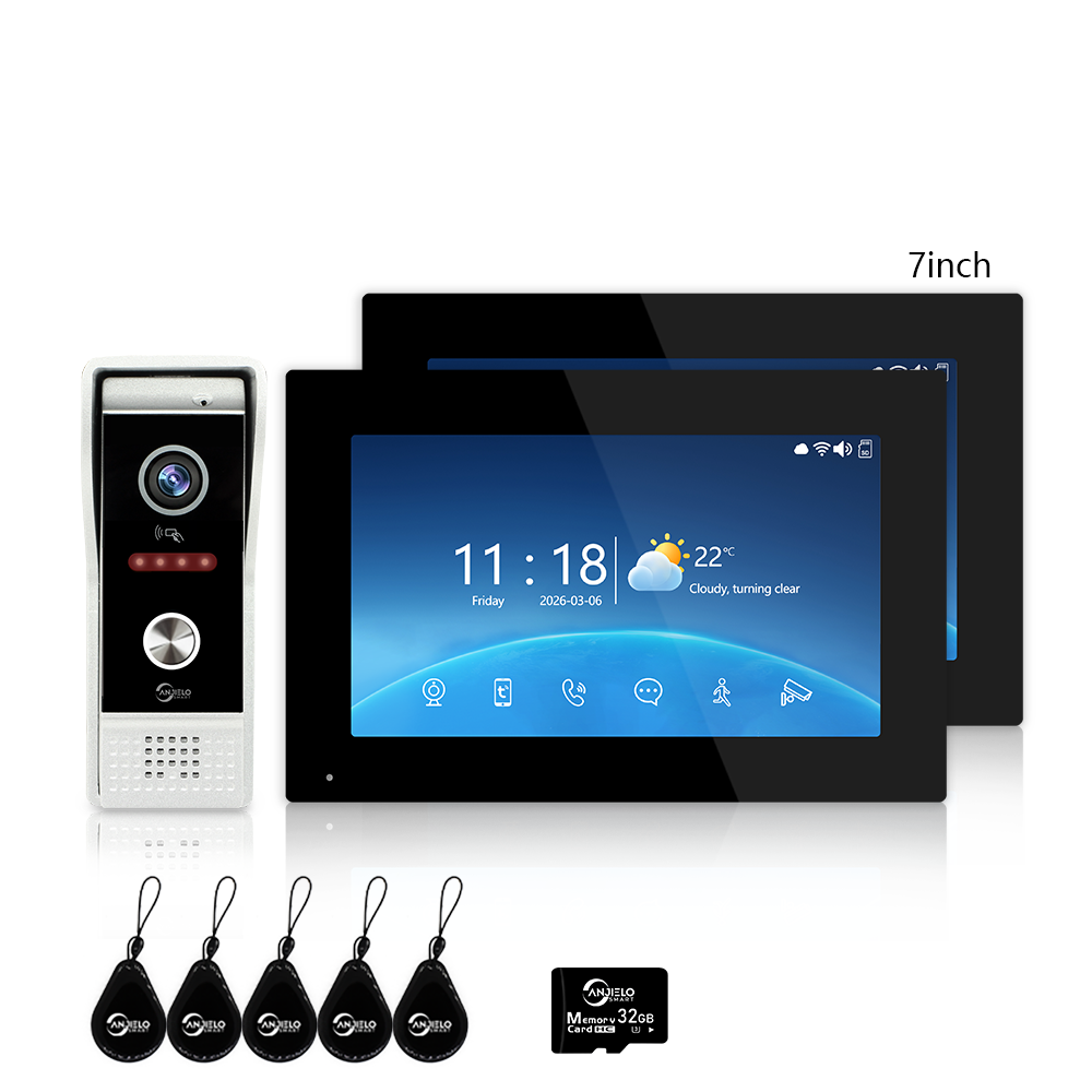 Anjielo Smart 4-Wire Video Intercom SystemPhoto Frame Background Music MotionDetection with Infrared Night Vision 3 in 1 Video Intercom System