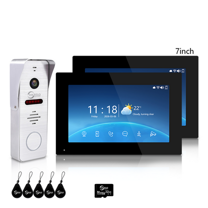 Tuya WiFi 4-Wire Video Door Phone Intercom | IP65 Waterproof Door Station + 7/10 Inch Touch Indoor Monitor for Villa