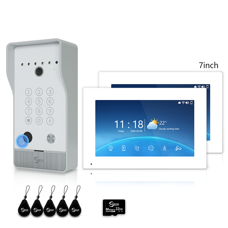 Anjielo 7/10 Inch Tuya 1080P Video Doorphone 4-Wire WiFi Smart Home Intercom System Waterproof Fingerprint Unlock