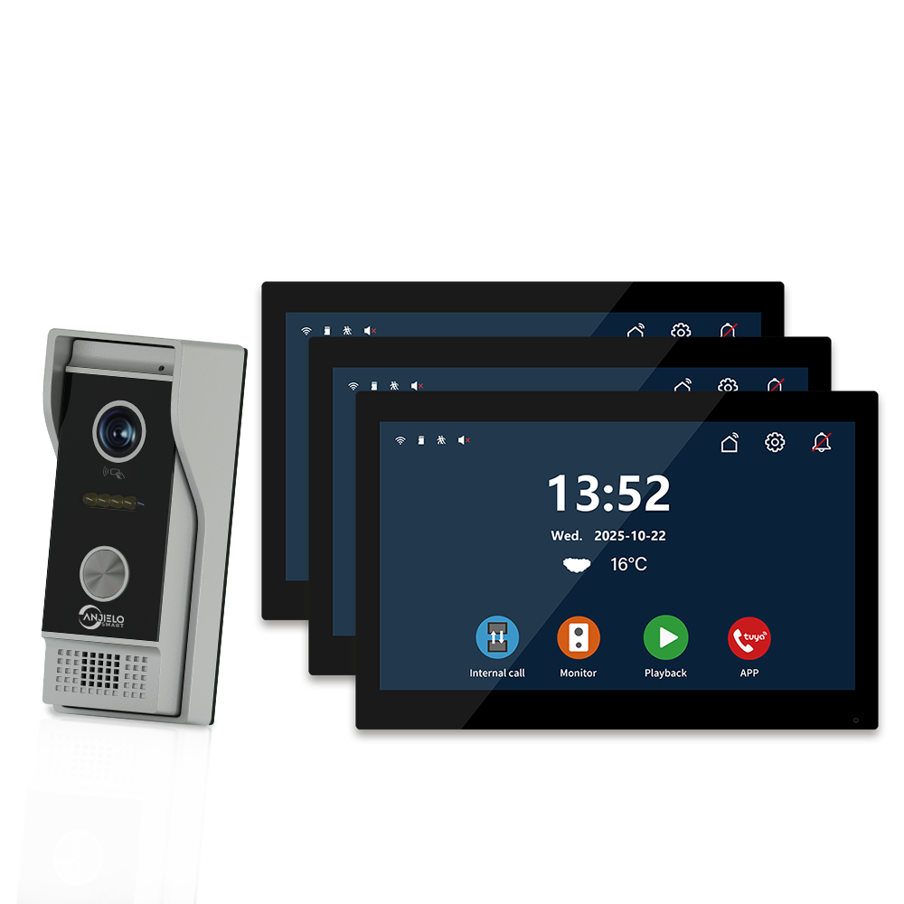Anjielo 10 Inch Touch Screen 1080P Doorbell Camera Wired Video IC Unlock for Villa Home TUYA Video Intercom Door Phone Kit