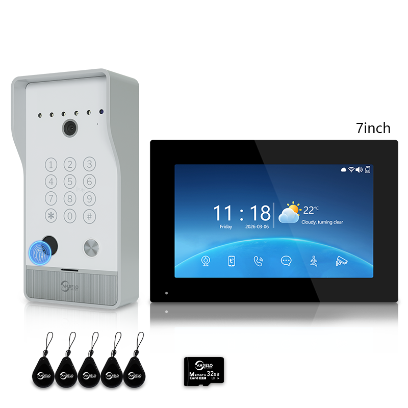 Anjielo 7/10 Inch Tuya 1080P Video Doorphone 4-Wire WiFi Smart Home Intercom System Waterproof Fingerprint Unlock