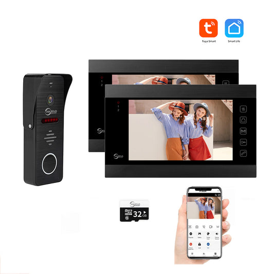 AnjieloSmart 1080P WiFi Video Intercom System 160° Wide Angle HD Camera 7 Inch Wired Screen Monitor for Apartment Home with Night Vision Motion Detection