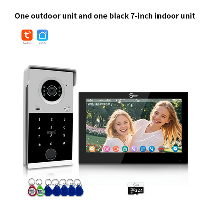 AnjieloSmart 1080P Tuya Smart Video Intercom System Video Doorbell Camera with RFID Card Unlcok Fingerprint and Passcode Unlock for Apartment