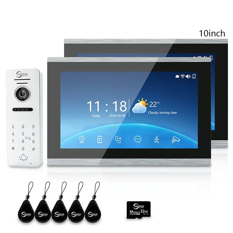 Anjielo 7 Inch 10 Inch Touch Monitor 4 Wire Tuya Video Intercom System Tuya Smart Life APP For Villa Home Security
