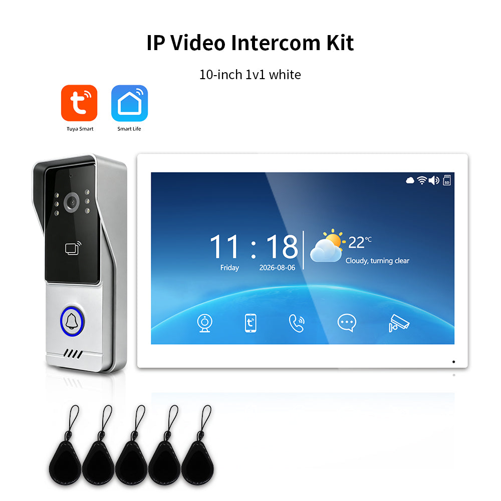 Anjielo Tuya IP Video Intercom System, 1080P Villa Video Door Phone with Remote Unlock, Infrared Night Vision, Motion Detection