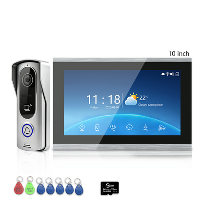 4-Wire Tuya Smart Video Intercom Kit, 7/10 Inch Touch Indoor Monitor, RFID Card & App Remote Unlock Villa Door Phone