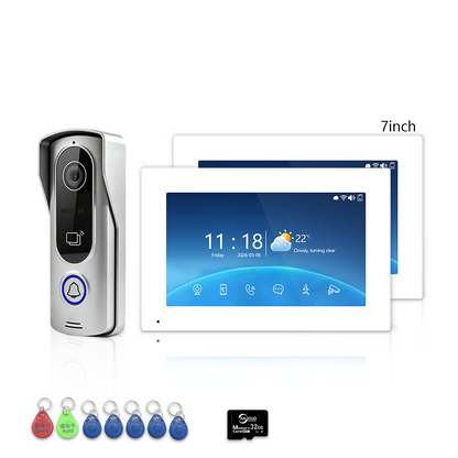 4-Wire Tuya Smart Video Intercom Kit, 7/10 Inch Touch Indoor Monitor, RFID Card & App Remote Unlock Villa Door Phone