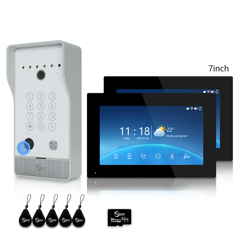 Anjielo 7/10 Inch Tuya 1080P Video Doorphone 4-Wire WiFi Smart Home Intercom System Waterproof Fingerprint Unlock