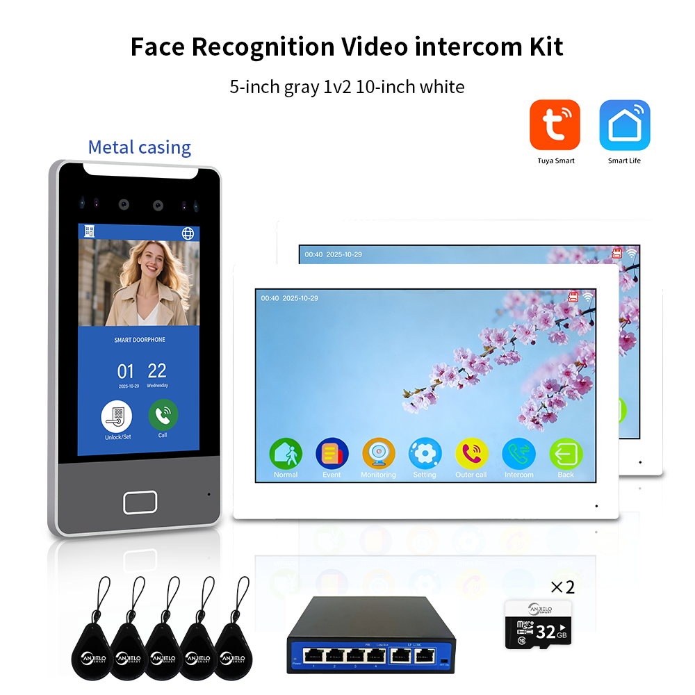 AnjieloSmart Newest Facial Recognition Video Intercom Multi-screen Display  IP AI Terminal For Multi-Apartment