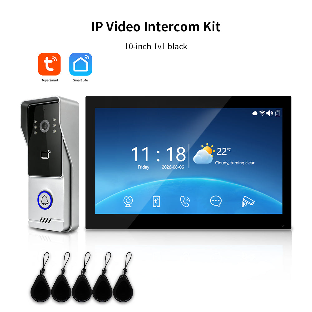 Anjielo Tuya IP Video Intercom System, 1080P Villa Video Door Phone with Remote Unlock, Infrared Night Vision, Motion Detection