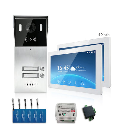 Anjielo Smart 2-Wire Multi-Tenant Video Intercom System Tuya APP Remote Unlock Wired Video Door Phone for Apartment Townhouse