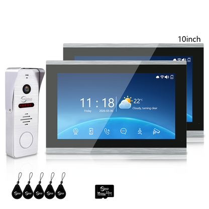 Tuya WiFi 4-Wire Video Door Phone Intercom | IP65 Waterproof Door Station + 7/10 Inch Touch Indoor Monitor for Villa