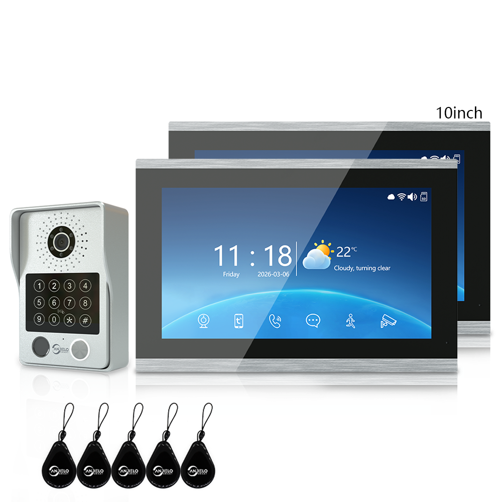 Anjielo Latest 4 wire Video Intercom System Video Doorbell Photo Frame 5 in 1 unlocking MotionDetection with Infrared Night Vision Intercom System for Apartment Home Villa