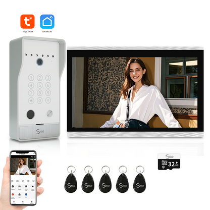 AnjieloSmart Newest Tuya Smart Wi-Fi Video Door Phone System Large Size FHD 1080P RFID Card Fingerprint Passcode Unlock for Apartments