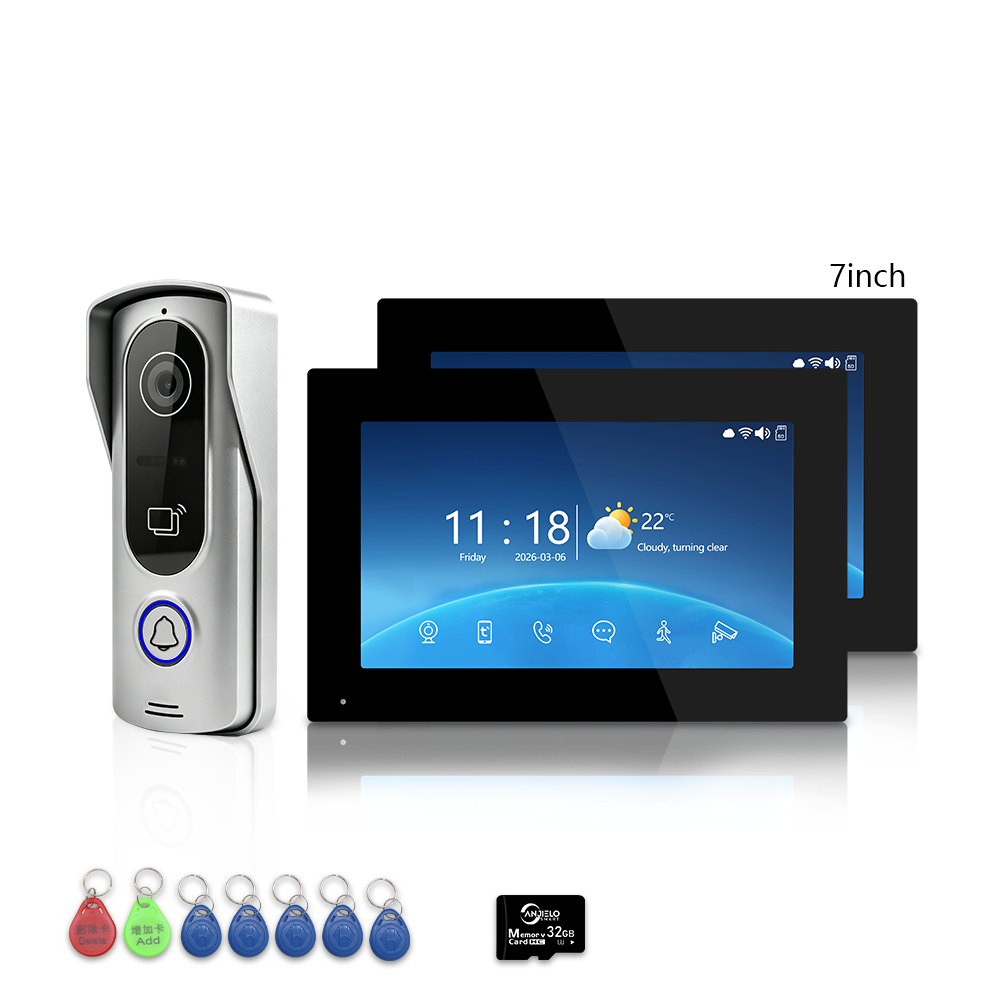 4-Wire Tuya Smart Video Intercom Kit, 7/10 Inch Touch Indoor Monitor, RFID Card & App Remote Unlock Villa Door Phone