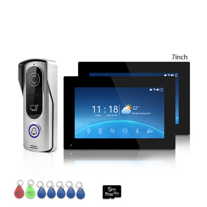 4-Wire Tuya Smart Video Intercom Kit, 7/10 Inch Touch Indoor Monitor, RFID Card & App Remote Unlock Villa Door Phone