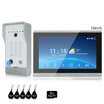 Anjielo 7/10 Inch Tuya 1080P Video Doorphone 4-Wire WiFi Smart Home Intercom System Waterproof Fingerprint Unlock