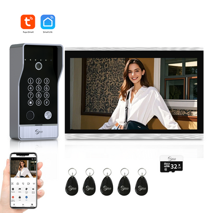 AnjieloSmart Newest Tuya Smart Wi-Fi Video Door Phone System Large Size FHD 1080P RFID Card Fingerprint Passcode Unlock for Apartments