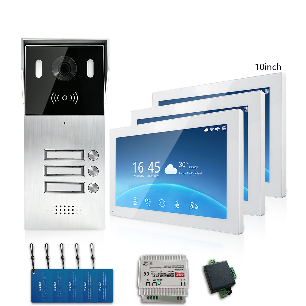 Anjielo Smart 2-Wire Multi-Tenant Video Intercom System Tuya APP Remote Unlock Wired Video Door Phone for Apartment Townhouse