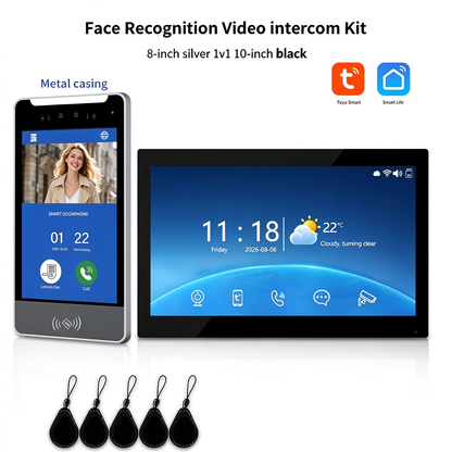 Anjielo Tuya 3D AI Facial Recognition Video Intercom, 5 Ways Unlock Villa Multi-Family Video Door Phone