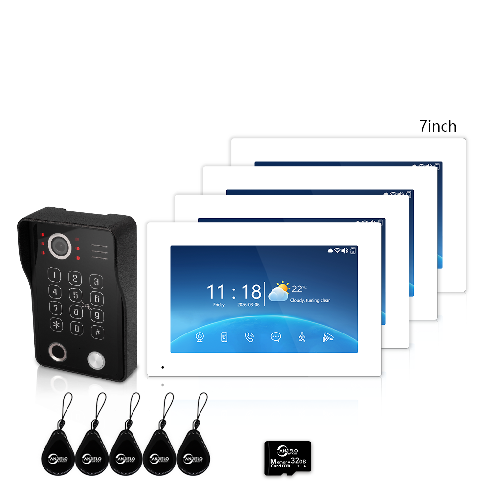 Anjielo 1080P Villa Video Intercom Tuya Smart IP65 Waterproof  4 Wire 5-in-1 Unlocking Video Intercom System