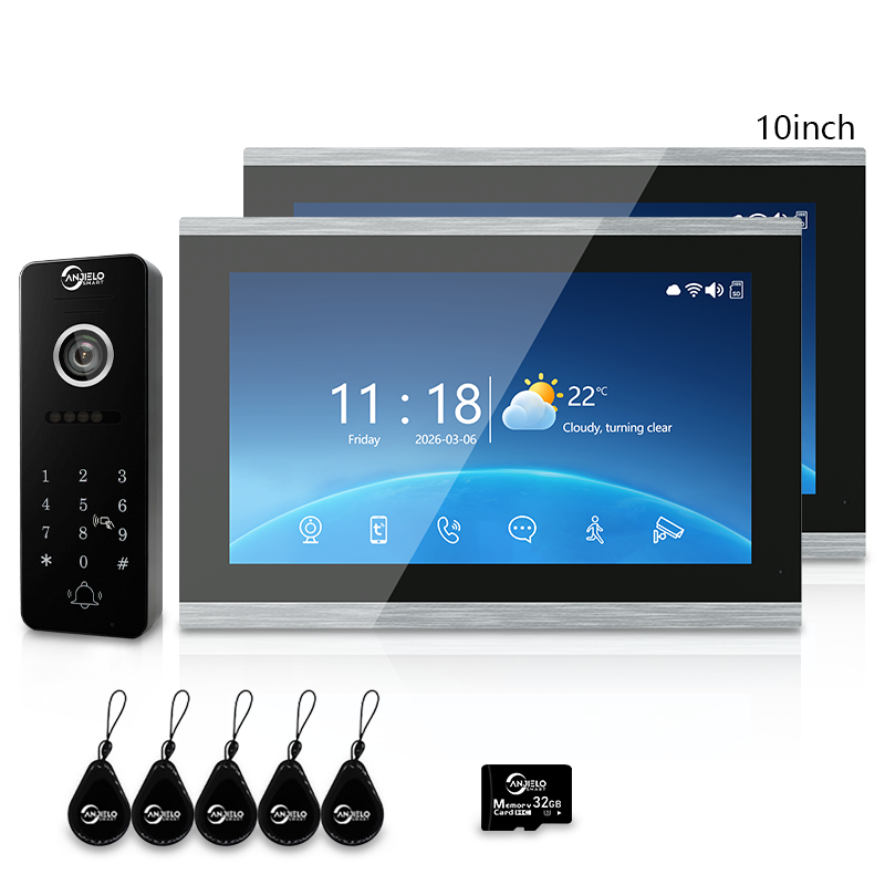 Anjielo 7 Inch 10 Inch Touch Monitor 4 Wire Tuya Video Intercom System Tuya Smart Life APP For Villa Home Security