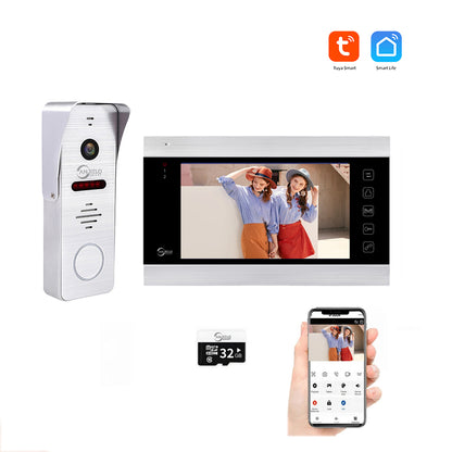 AnjieloSmart 1080P WiFi Video Intercom System 160° Wide Angle HD Camera 7 Inch Wired Screen Monitor for Apartment Home with Night Vision Motion Detection