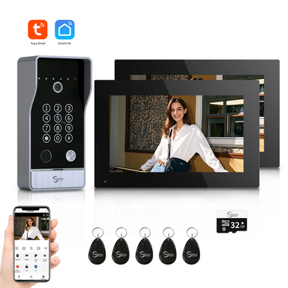 AnjieloSmart Newest Tuya Smart Wi-Fi Video Door Phone System Large Size FHD 1080P RFID Card Fingerprint Passcode Unlock for Apartments