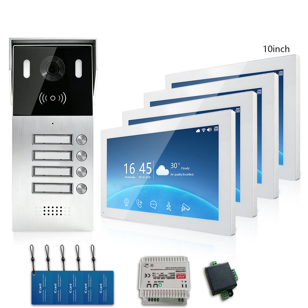 Anjielo Smart 2-Wire Multi-Tenant Video Intercom System Tuya APP Remote Unlock Wired Video Door Phone for Apartment Townhouse