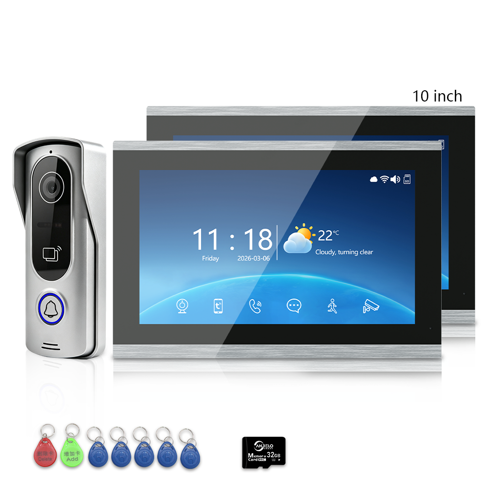 4-Wire Tuya Smart Video Intercom Kit, 7/10 Inch Touch Indoor Monitor, RFID Card & App Remote Unlock Villa Door Phone