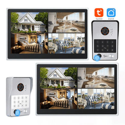 Anjielo Smart Tuya iDVR 1080P Smart Home Doorbell Large 15.6 Inch Video Intercom Control System WiFi Video 4 Split Screen IP Doorbell